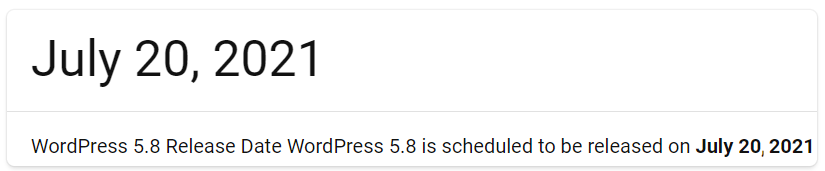 wordpress 5.8 release