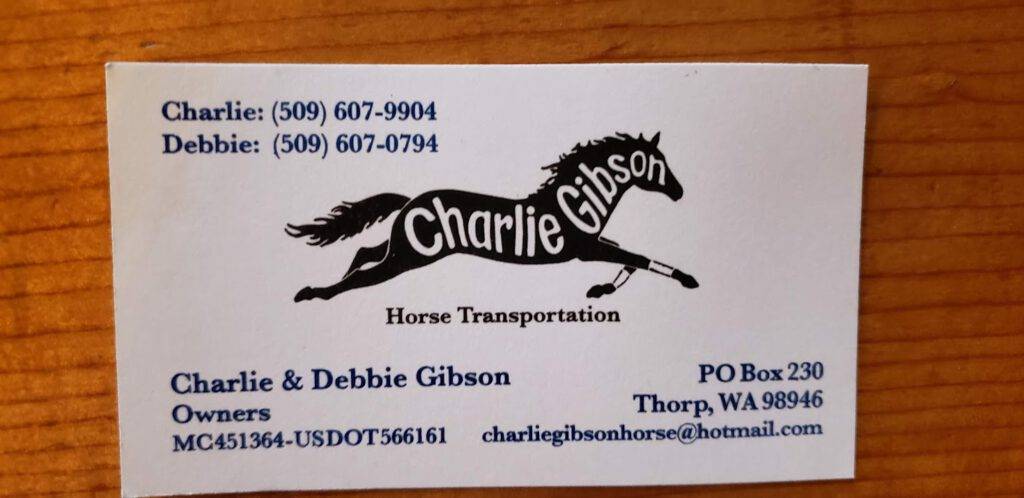 Charlie Gibson Horse Transportaion business card