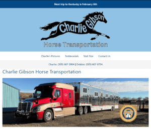 Ellensburg new website - Charlie Gibson Horse Transportation