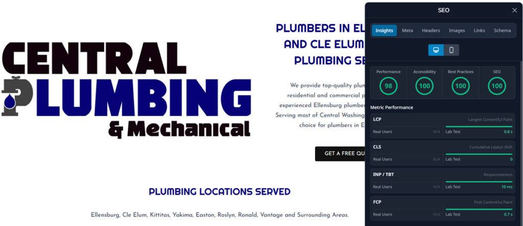 hoverify centra plumbing 100 seo