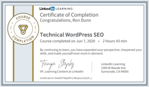 wordpress technical seo certification ron the web guy